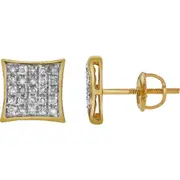 LuvMyJewelry Encantador 10K Yellow Gold Diamond Unisex Earrings - 0.12 Cts at Nordstrom One Size