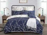 Tree Reversible Quilt/Doona/Duvet Cover Set(Super King Size) - Blue M412