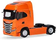 Herpa Truck Iveco S-Way Solo Tractor 2 Axles, Miniature Scale 1:87, Collectable, Made in Germany, Plastic, Colour: Deep Orange