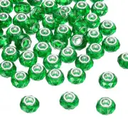 50Pcs 14mm Large Hole Glass Beads Green European Loose Faceted Craft Bead
