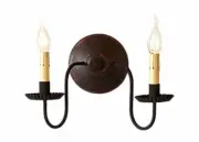 Rustic Countryside Double Candlesticks Ashford Wall Sconce in Pearwood Color