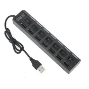MotherLander 7 Ports LED USB 2.0 Adapter Hub Power on/off Switch For PC Laptop