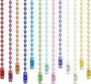 Larrel Pack of 100 Colourful Ball Chains Key Chain with Connector Metal Hanging Chain Key Chain Dog Tags Chain for Tags Chain Jewellery Making Craft Projects