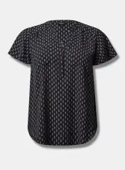 Torrid Harper Georgette Pullover Flutter Sleeve Blouse Black 1 1X 14 16 #G50023
