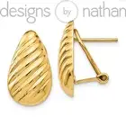 Designs by Nathan | 14k Yellow Gold Diagonal Teardrop Omega Back Post Earrings