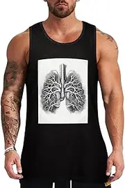 [NQHJT] Men Tank Tops Lungs Vector Image Sleeveless T Shirts for Men's Fitness Quick Dry Gym Tank Top for Men