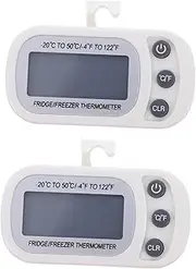 CIYODO 2pcs LCD Fridge Thermometer with Magnetic Back Indoor Temperature Easy Operation for Accurate Temperature Display for Refrigerators and Freezers