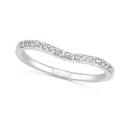 0.20 CT. T.W. Baguette and Round Natural Diamond Contour Anniversary Band in Solid 10K White Gold