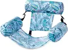 Inflatable Pool Lounge Chair, Plant Pattern Floating Mat Hammock, 1 Pack