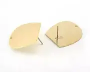 1 pair Semi Circle Earring Stud Posts raw brass 25mm 3729