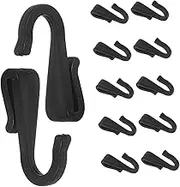 WHAMVOX 12pcs J Shaped Hook: Plastic Clip On Hanger - Kitchen Hanging Sink Grid Hook for Wire Baskets Plates Trolley Storage Rack Bedroom Office Shelf Accessories