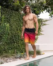 [Rip Curl] Rip Curl Men's Shock Board Shorts in Black/Red Size 38 38 Black/Red