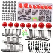 Fishing Bobbers Tackle Kit, 160pcs Basic Fishing Bobbers Hooks Assortment