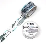 Kamiiso Saien Washi Masking Tape (20mm) - Marine Note - for Scrapbooking Art Craft DIY Photo Album Decoration