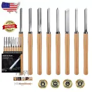 Versatile 8-Piece Wood Lathe Chisel Set with Comfortable Hardwood Handles