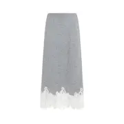 [Fabiana Filippi] Fabiana Filippi-Grey Virgin Wool Midi Skirt-Donna 42 IT