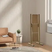 JFHID 330CM Expandable Dog Gate, Metal Dog Fence Pet Barrier, Baby Gate No Drill Garden Foldable Portable Pet Gate for Stairways, Backyards, Kitchens and Doorways,Brown Yellow