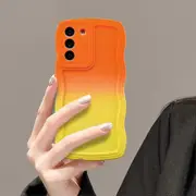 Wave Frame Case for Samsung Galaxy S20 FE 5G Phone Case,Cute Wave Frame Slim Fit Shockproof Cover Soft Pretty Anti-Scratch TPU Case -Orange Yellow