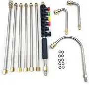 Generic 10Pcs Pressure Washer Extension Wand Set Car Washer Nozzles Cleaning Tools High Pressure Water Extension with 6 Adjustable Nozzles 4000PSI 1/4 Quick Connect