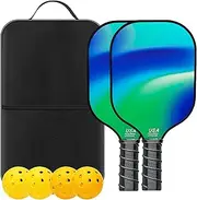 ‌RAPIDSKY 16mm Carbon/Fiberglass Pickleball Set XL Sweet Spot 2 Paddles 4 Balls & Carry Bag for All Levels
