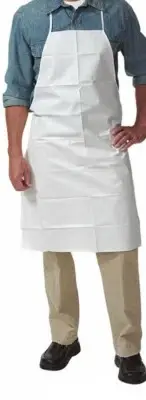 Keystone AP-KG White Polyolefin Bib Apron, Regular, 100/Box (28"L x 36" W)