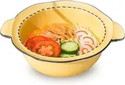 Soup Bowl,Rice Bowl,reakfast Bowl,Ceramic Bowl with Handle, Ramen Bowl Ceramic, Large Udon Noodle Bowl, Microwave Soup Bowl Oven Safe-pink-20x20x7.5cm, 900ml (Color : Yellow, Size : 900ml)