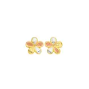 9ct Gold Tri Tone Flower Stud Earrings