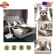 Cute Raccoon Animal Theme Twin Sheet Set - 3Pcs Kids Bedding Collection
