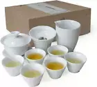 Gaiwan Teacup Chinese Gongfu Tea Set High White Porcelain Ceramic Gift Box