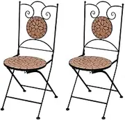 Garden Chair Folding Bistro Chairs 2 pcs Ceramic Terracotta Patio Seating