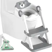 Potty Training Seat Step Stool Ladder, Kids Boys Girls Toilet Loo Childrens Grey