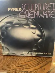 RARE Pyrex Sculptured Ovenware Set of 12 Luncheon Plates 8 5/8”