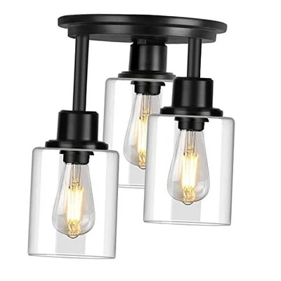 Semi Flush Mount Ceiling Light, 3-Light Close to Ceiling Light Fixtures,