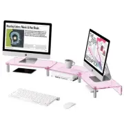 Dual Monitor Stand Riser, 3 Shelf Acrylic Monitor Stand with Adjustable Lengt...
