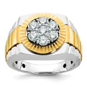 14k Two-Tone 1 Ct. Lab Grown Diamond VS/SI+ G+ Ribbed Men's Cluster Ring