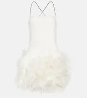 [The Attico] The Attico Fujiko feather-trimmed minidress AU 4 white