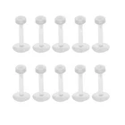 10x Acrylic Transparent White Nose Stud Pin Bar Tongue Body Piercing Jewelry