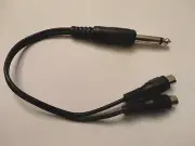 1/4" Mono Male Plug to 2 RCA Female Jacks Audio Y-Splitter Cable / Cord 11" Long