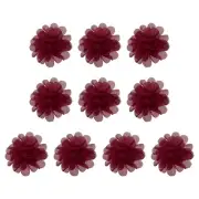 10Pcs 2.8" Chiffon Flowers Fabric Flower Sewing Fabric Appliques Burgundy