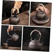 Hoement Retro Vintage Teapot 220ml Porcelain Metal Handle Home Tea Kettle for Tea Time Decor