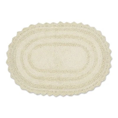 DII Off White Small Oval Crochet Bath Mat