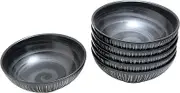 Castle Enterprises Chodokusa Black Noodle Bowl 8.4 inches (21.4 cm) Set of 6 Ramen Okonomi Okonomi Kakikomi Multi-use Kyodon Set Meal Restaurant Udon Soba Donburi Bowl Mino Yaki Made in Japan