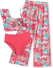 [xiaokea] Girls 3 Piece Bikini Sets Kids Swimsuit Rash Guard Pants Bathing Suit Girl Swimwear Sets for Summer Quick Dry