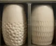 Demdaco Textured Glossy White 3 x 2 Ceramic Stoneware Salt and Pepper Shaker Set
