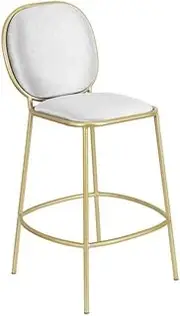 Kejing Bar Bench Brown Chair Breakfast, Used in The Kitchen Island Counter Artificial Leather Outer Wall Golden Chrome Steel Bench, with Back Stool Suede Seat Dressing (Color : White)