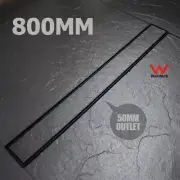 Black 800mm Tile Insert Shower Grate Bathroom Floor Drain 50mm Outlet Watermark