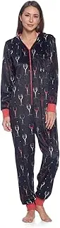 [Ashford & Brooks] Women's Fleece Hooded One Piece Pajama Union Jumpsuit