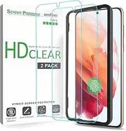 [amFilm] (2 Pack) Screen Protector for Samsung Galaxy S21 (6.2 Inch), Case Friendly (Easy Install) Hybrid Film Compatible with Fingerprint Sensor (2021)