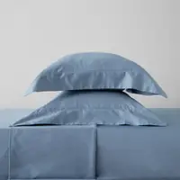 在飛比找蝦皮商城優惠-【HOLA】托斯卡素色純棉床包加大迷霧藍