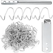 Swpeet 102Pcs Galvanized T Post Wire Clips and Fencing Wire Twister Tool Set, T Post Fence Clips, Fence Wire Clips, 3 Hole Wire Twister, Fence Wire Tightener for Repairing Fixing Fence Barb